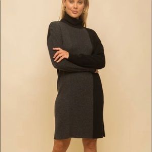 Color block rib sweater dress